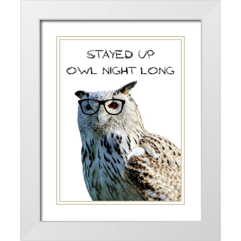 Owl Night White Modern Wood Framed Art Print with Double Matting by Lewis, Sheldon