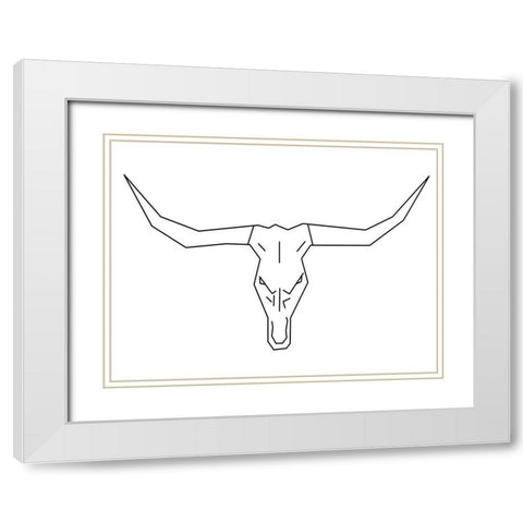 Bull Skull White Modern Wood Framed Art Print with Double Matting by Lewis, Sheldon