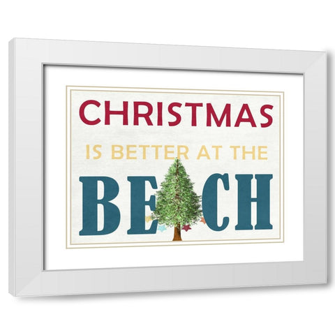 Christmas At The Beach White Modern Wood Framed Art Print with Double Matting by Lewis, Sheldon