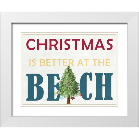Christmas At The Beach White Modern Wood Framed Art Print with Double Matting by Lewis, Sheldon