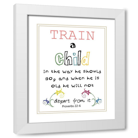 Train A Child White Modern Wood Framed Art Print with Double Matting by Lewis, Sheldon