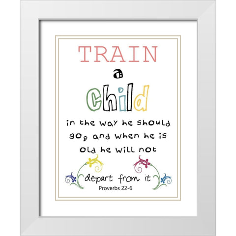 Train A Child White Modern Wood Framed Art Print with Double Matting by Lewis, Sheldon