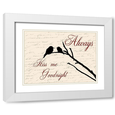 Always Kiss Me White Modern Wood Framed Art Print with Double Matting by Lewis, Sheldon