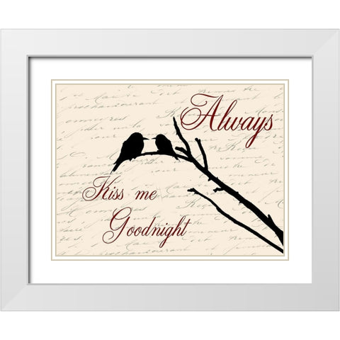 Always Kiss Me White Modern Wood Framed Art Print with Double Matting by Lewis, Sheldon