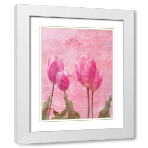 Tulip Love 2 White Modern Wood Framed Art Print with Double Matting by Lewis, Sheldon