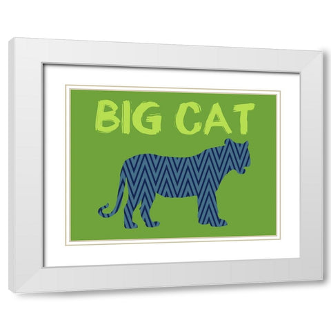 Big Cat White Modern Wood Framed Art Print with Double Matting by Lewis, Sheldon