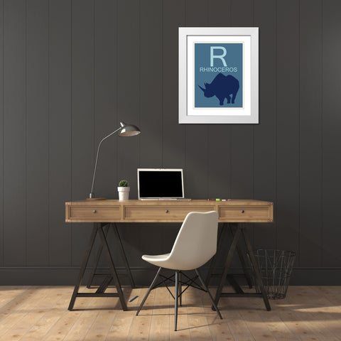 Rhino White Modern Wood Framed Art Print with Double Matting by Lewis, Sheldon