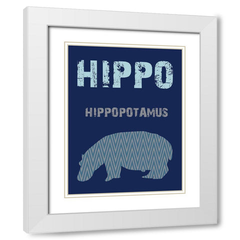Hippo White Modern Wood Framed Art Print with Double Matting by Lewis, Sheldon