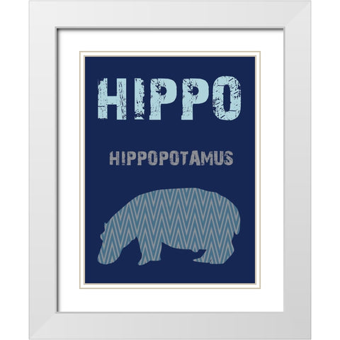 Hippo White Modern Wood Framed Art Print with Double Matting by Lewis, Sheldon