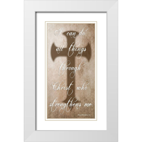 All Things Through Christ White Modern Wood Framed Art Print with Double Matting by Lewis, Sheldon