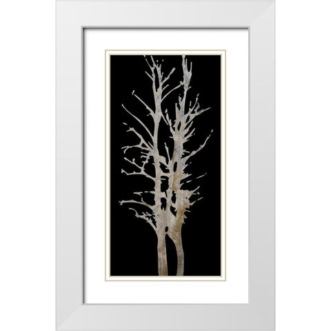 Twin Twigs White Modern Wood Framed Art Print with Double Matting by Lewis, Sheldon
