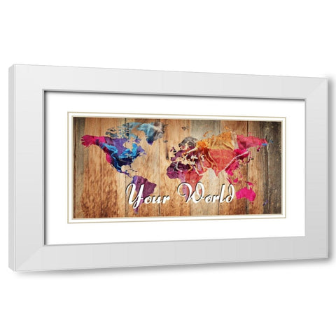 Big World White Modern Wood Framed Art Print with Double Matting by Lewis, Sheldon