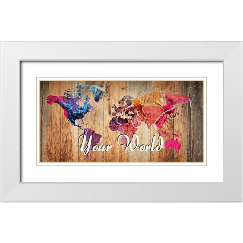 Big World White Modern Wood Framed Art Print with Double Matting by Lewis, Sheldon