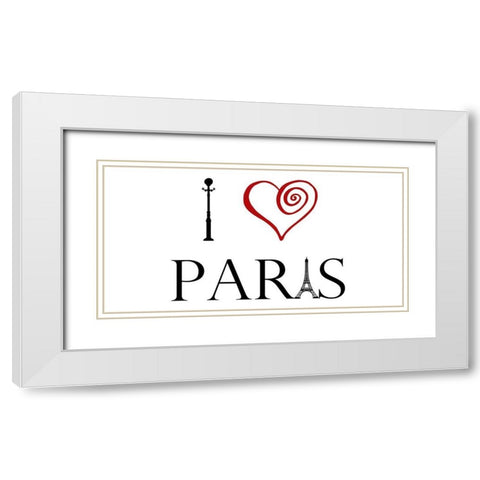 Paris Love 1 White Modern Wood Framed Art Print with Double Matting by Lewis, Sheldon
