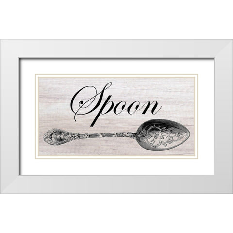 Vintage Spoon White Modern Wood Framed Art Print with Double Matting by Lewis, Sheldon