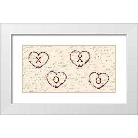 X and O White Modern Wood Framed Art Print with Double Matting by Lewis, Sheldon