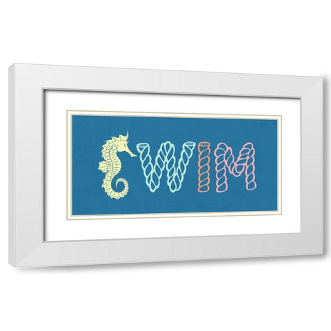 Swim White Modern Wood Framed Art Print with Double Matting by Lewis, Sheldon