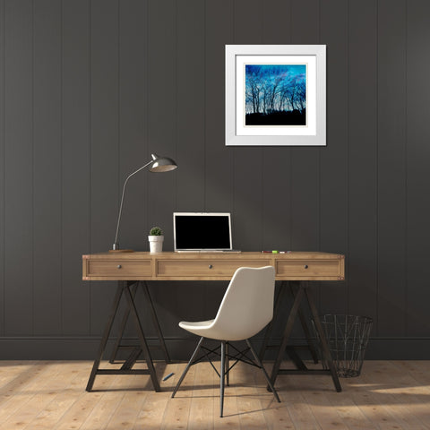 Blue Mountain 1 White Modern Wood Framed Art Print with Double Matting by Lewis, Sheldon