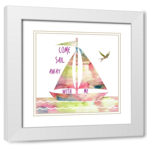 Sail Away White Modern Wood Framed Art Print with Double Matting by Lewis, Sheldon