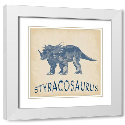 Styracosaurus Dino White Modern Wood Framed Art Print with Double Matting by Lewis, Sheldon