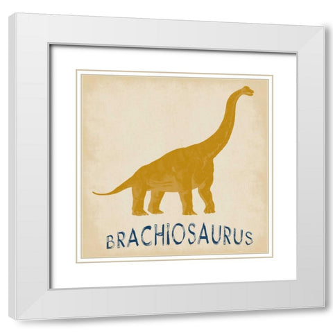 Brachiosaurus Dino White Modern Wood Framed Art Print with Double Matting by Lewis, Sheldon