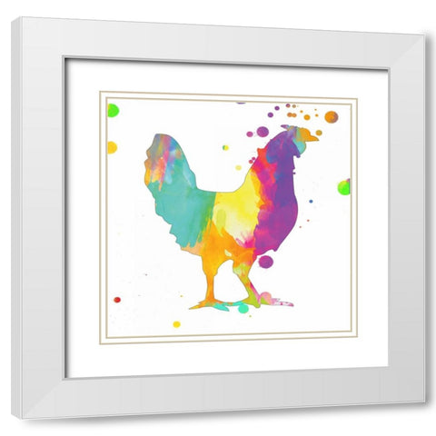 Bubbly Rooster White Modern Wood Framed Art Print with Double Matting by Lewis, Sheldon