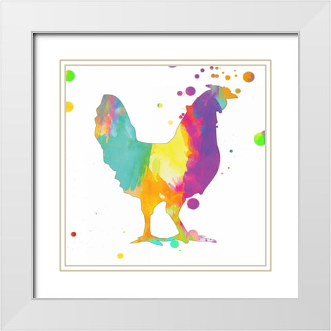 Bubbly Rooster White Modern Wood Framed Art Print with Double Matting by Lewis, Sheldon