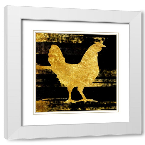 Rich Rooster White Modern Wood Framed Art Print with Double Matting by Lewis, Sheldon