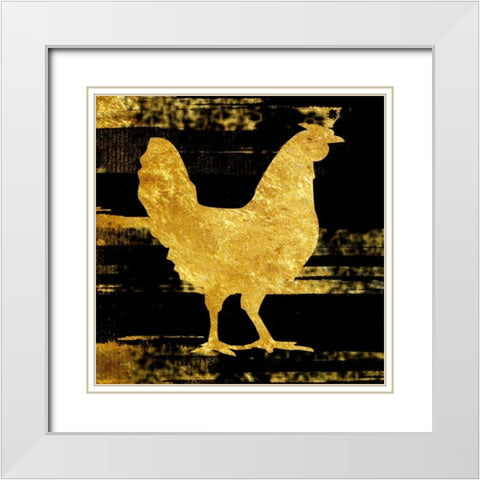 Rich Rooster White Modern Wood Framed Art Print with Double Matting by Lewis, Sheldon