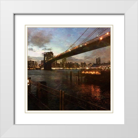 New York Magic White Modern Wood Framed Art Print with Double Matting by Lewis, Sheldon