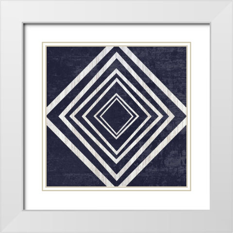 Indigo Geometrical Gem 4 White Modern Wood Framed Art Print with Double Matting by Lewis, Sheldon