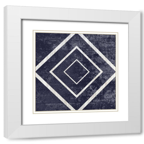 Indigo Geometrical Gem 5 White Modern Wood Framed Art Print with Double Matting by Lewis, Sheldon