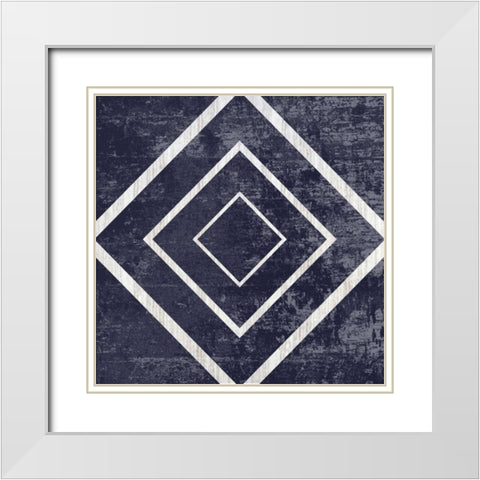 Indigo Geometrical Gem 5 White Modern Wood Framed Art Print with Double Matting by Lewis, Sheldon