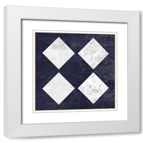 Indigo And White Diamond Mine White Modern Wood Framed Art Print with Double Matting by Lewis, Sheldon