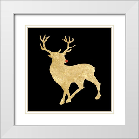 Run Run Rudolph White Modern Wood Framed Art Print with Double Matting by Lewis, Sheldon