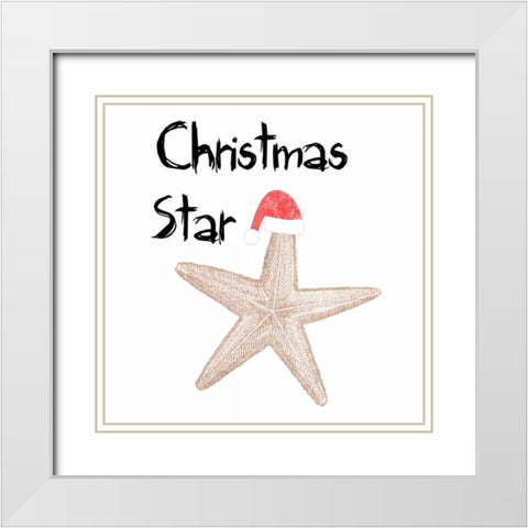 Christmas Starfish White Modern Wood Framed Art Print with Double Matting by Lewis, Sheldon