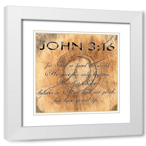 John 3-16 White Modern Wood Framed Art Print with Double Matting by Lewis, Sheldon