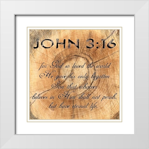 John 3-16 White Modern Wood Framed Art Print with Double Matting by Lewis, Sheldon