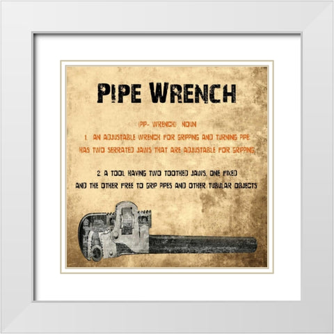 Pipe Wrench White Modern Wood Framed Art Print with Double Matting by Lewis, Sheldon