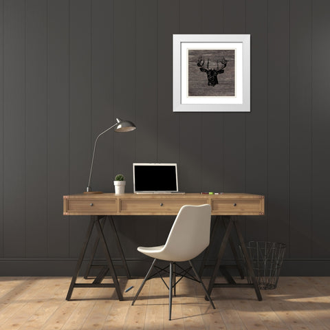 Buck White Modern Wood Framed Art Print with Double Matting by Lewis, Sheldon