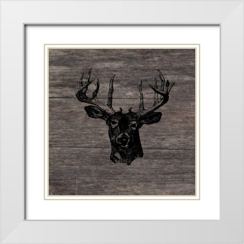 Buck White Modern Wood Framed Art Print with Double Matting by Lewis, Sheldon
