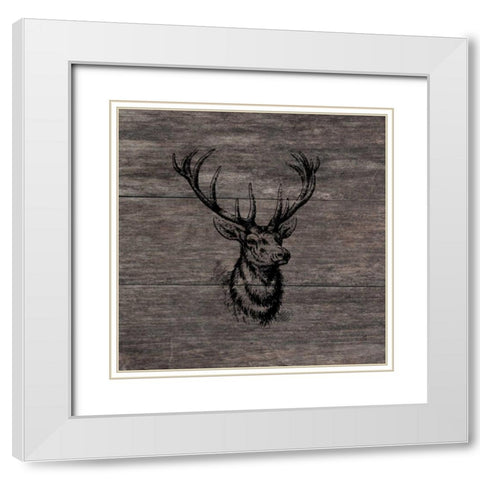 Another Buck White Modern Wood Framed Art Print with Double Matting by Lewis, Sheldon