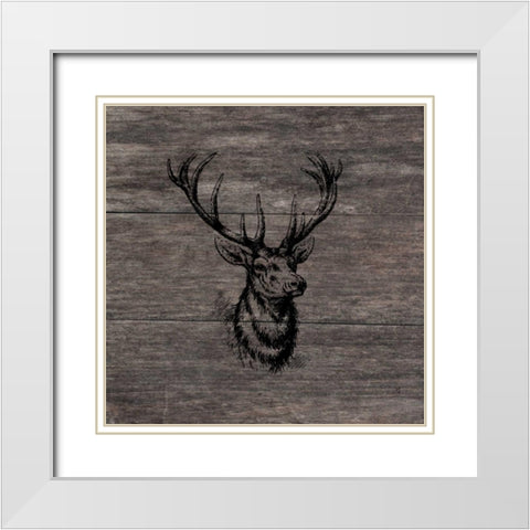 Another Buck White Modern Wood Framed Art Print with Double Matting by Lewis, Sheldon