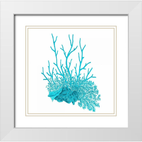 Blue Coral 2 White Modern Wood Framed Art Print with Double Matting by Lewis, Sheldon