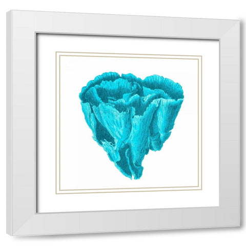 Blue Coral 6 White Modern Wood Framed Art Print with Double Matting by Lewis, Sheldon