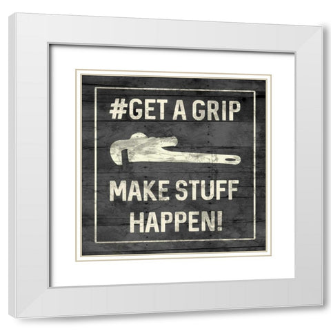 Get A Grip White Modern Wood Framed Art Print with Double Matting by Lewis, Sheldon