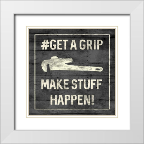 Get A Grip White Modern Wood Framed Art Print with Double Matting by Lewis, Sheldon