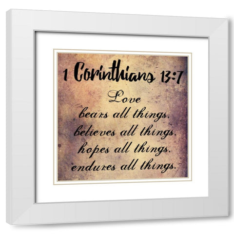 Love Endures All Things White Modern Wood Framed Art Print with Double Matting by Lewis, Sheldon