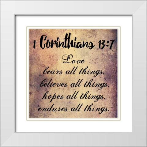 Love Endures All Things White Modern Wood Framed Art Print with Double Matting by Lewis, Sheldon