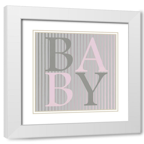 Baby Pink White Modern Wood Framed Art Print with Double Matting by Lewis, Sheldon
